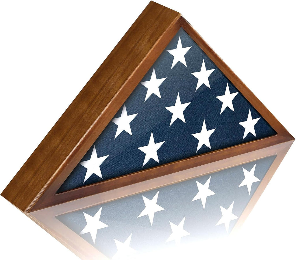 Flag Display Case for 3x5 Burial Flag - Solid Wood - Glass Front
