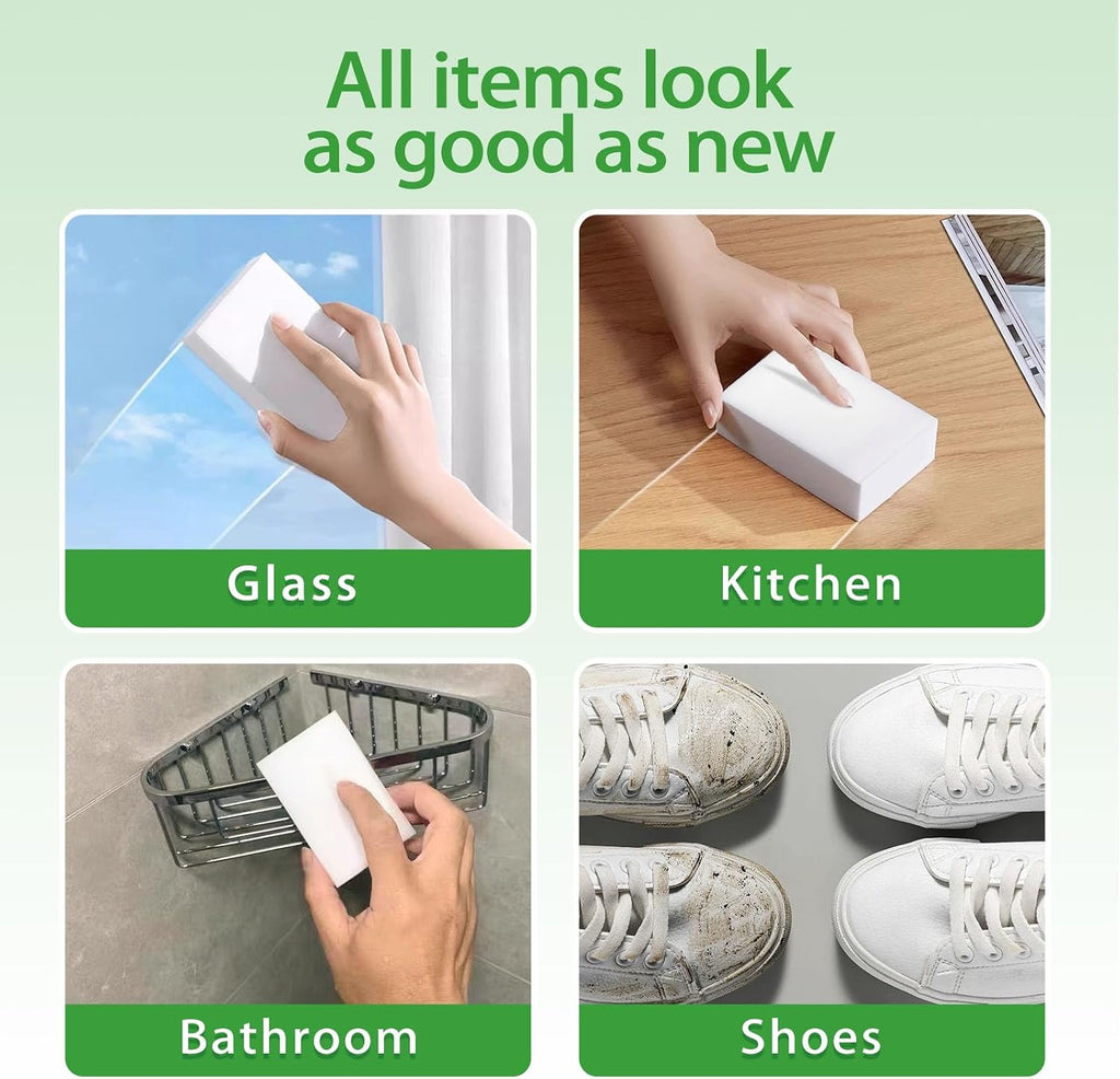 Magic Sponge Melamine Cleaning Eraser, Water-Activated Foam in Bulk (100)