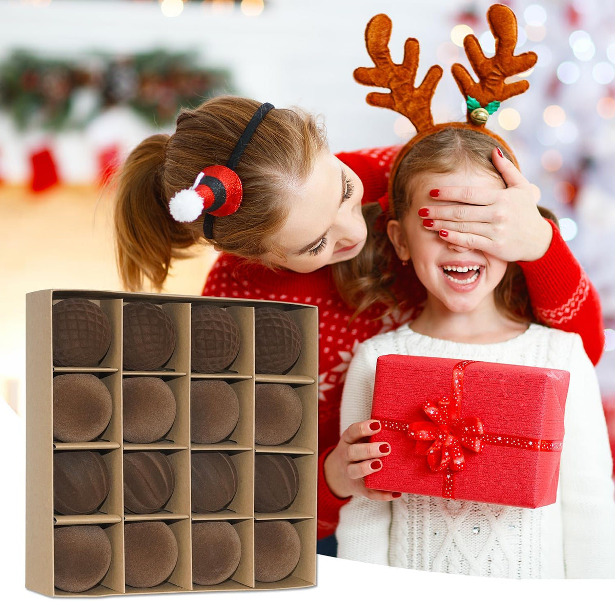 Artmag 16 Pcs Velvet Christmas Balls Hanging Ornaments Set, Shatterproof Plastic Flocked Christmas Tree Balls Xmas Decorations Festival Holiday Party Decor (Brown,2.36 Inch)
