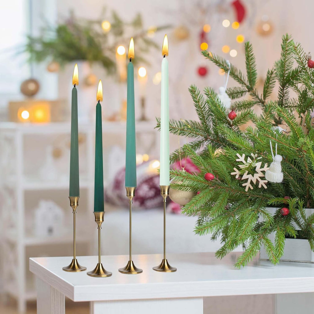 10in Gradient Taper Candles Set of 4 Pack Tapered Candle, Tall Candlesticks,for Dinner Party Wedding, Home Decor,Kitchen Decors,Christmas,Halloween (Green Gradient, 10 inch)