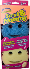 Scrub Daddy Scrub Mommy Cleaning Sponges - Dual Sided Non Scratch Sponge Scourers, Smiley Kitchen Sponges for Dishwashing & Bathroom, FlexTexture Dish Scrubber Sponge, Blue Twin Pack