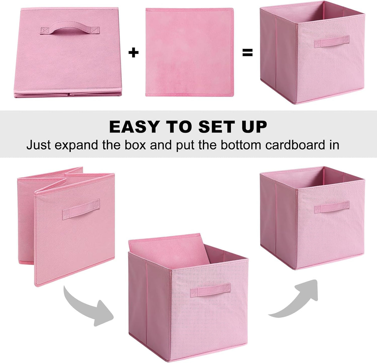 Fabric Storage Bins - 6 Pack Collapsible Cube Organizer for Closet, Shelves & Living Space, Pastel & Dark Color Options - Foldable Storage Boxes with Handles for Clothes (Pastel Colors, 11 inch)