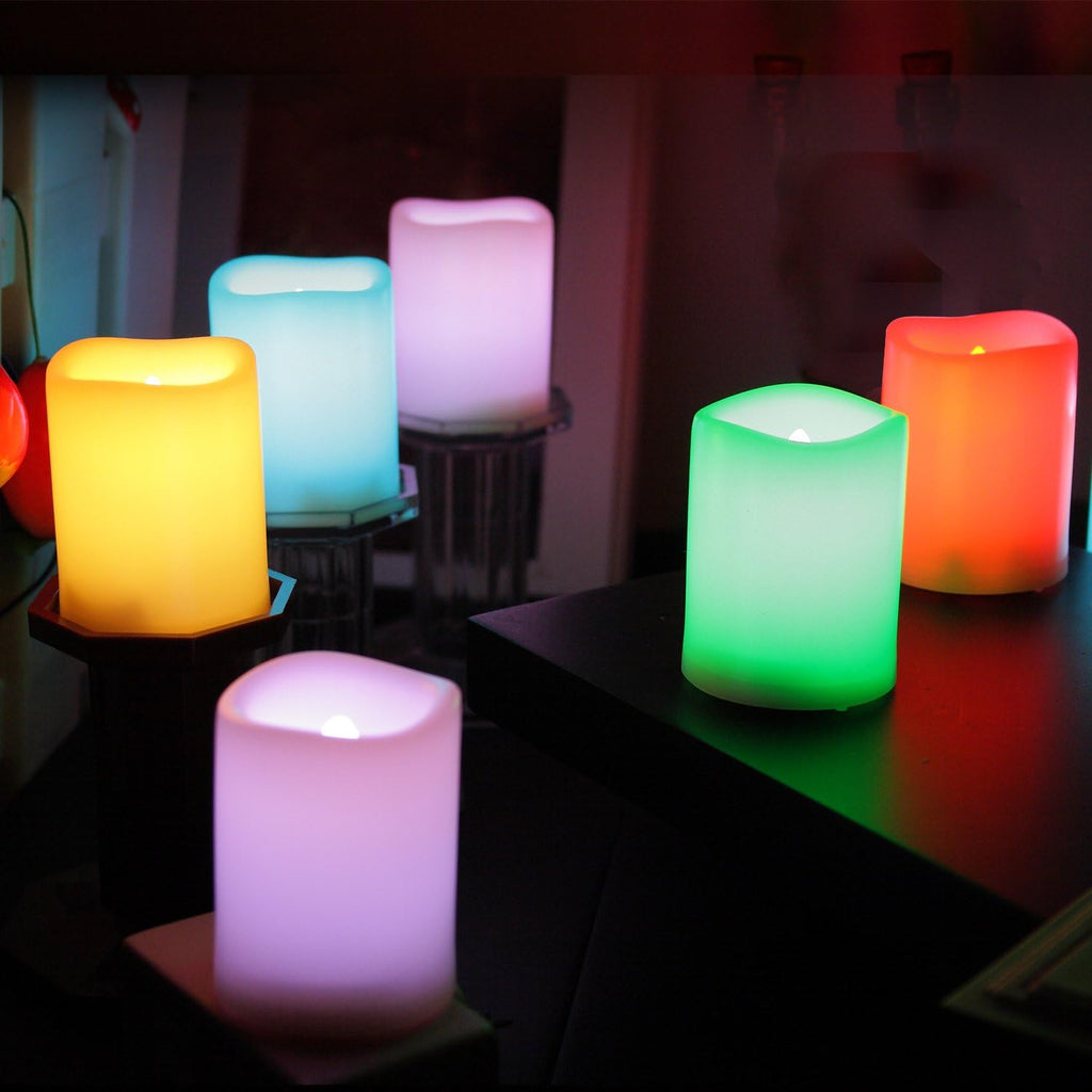 6 Battery Operated Flameless Color Changing LED Votive Candles w/Remote