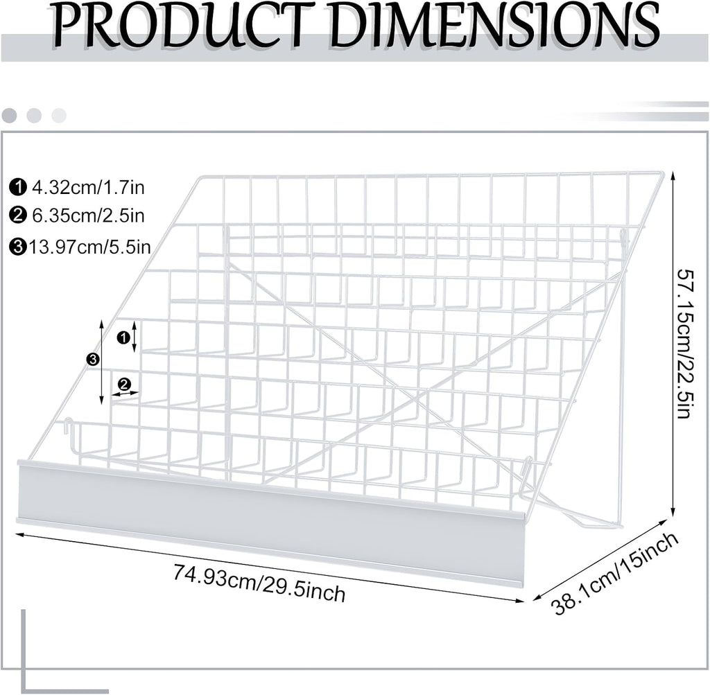 Queekay 6 Tier Wire Countertop Rack Comic Book Rack Wide Tabletop Display Magazine for Book Brochure Literature Greeting Card Shelf Holder Stand (White)