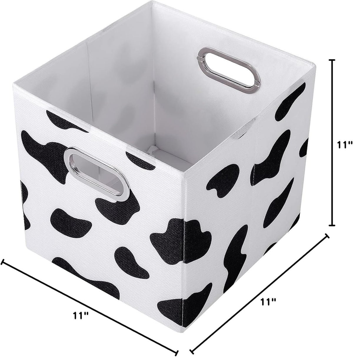 ANMINY Cow Print Cubes Fabric Storage Bins with Handles, 2 Pack 11"x11"x11"