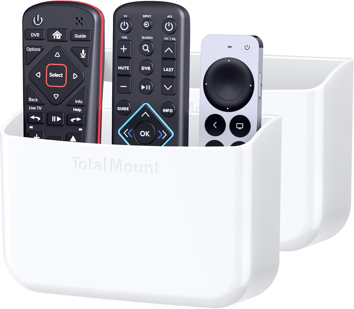 TotalMount Drop-Free Remote Holders – Removable Adhesive – White (2 Pack)