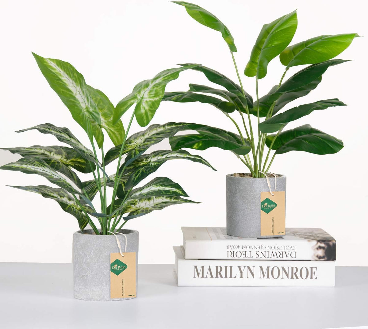 Der Rose 2 Pack 16" Indoor Fake Plants for Desk Shelf Bathroom Decor