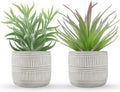 Der Rose 2 Pack 8.5" Fake Succulents Plants in Ceramic Pots for Boho Decor