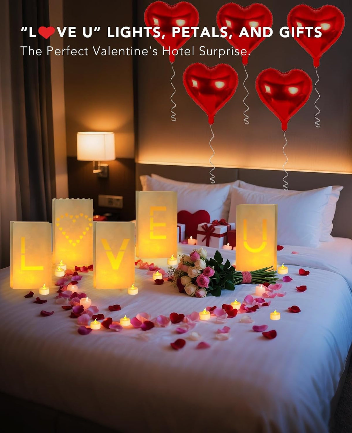 ANZOME Will You Marry Me Proposal Decorations Kit 35 Light Up Luminary Bags