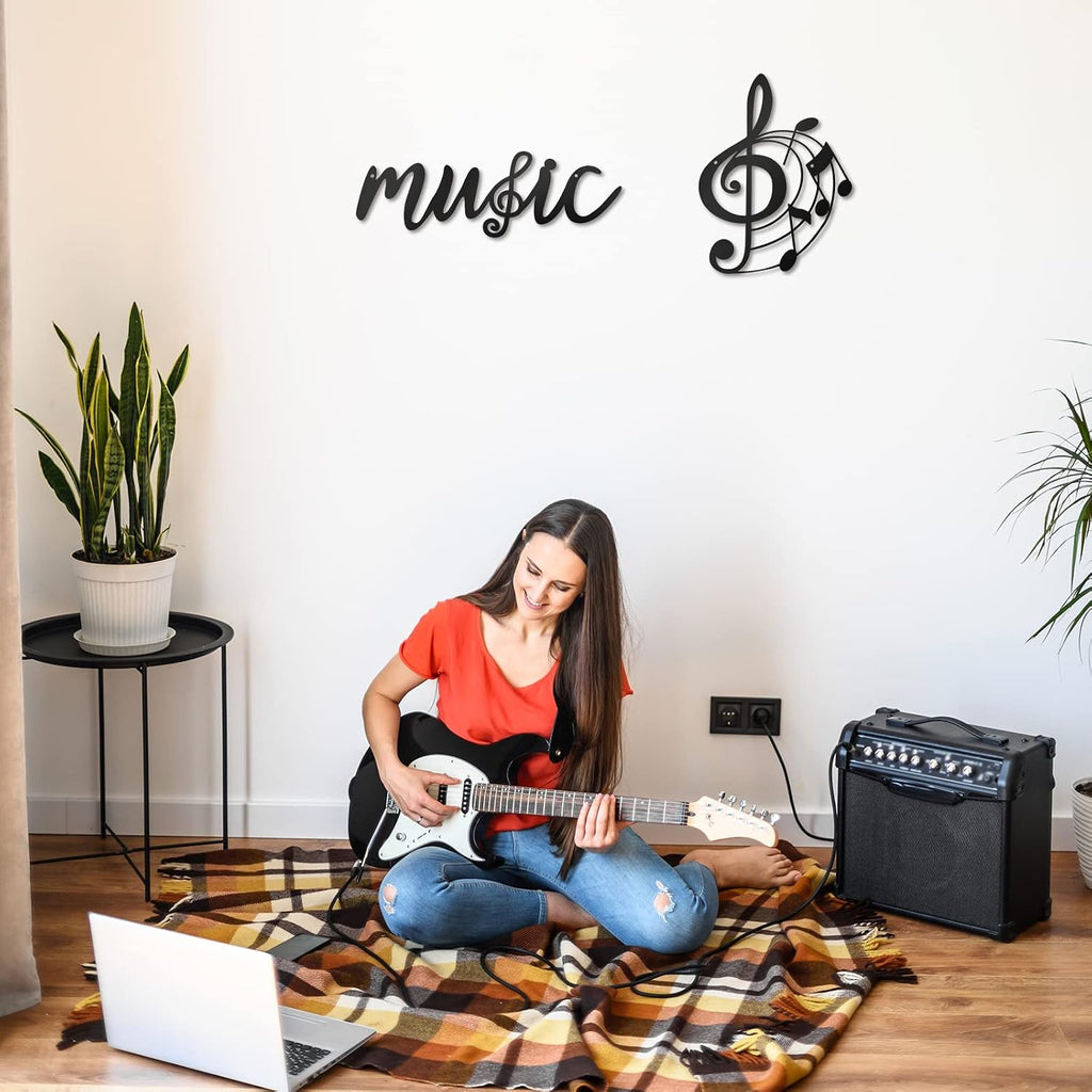 Zhengmy 2 Pcs Metal Music Note Wall Decor Musical Notes Art Sign Decoration