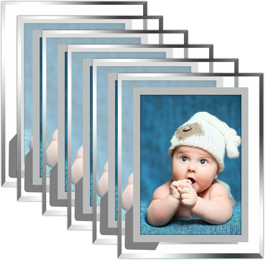 Vienrose 4x6 Picture Frame, Silver Edge Glass Frame, 6 Pack