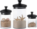MyGift Glass Apothecary Jars with Black Lids, Set of 3 Storage Canisters