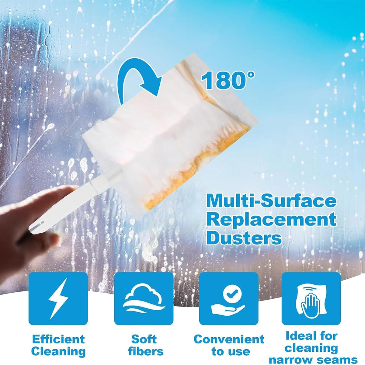 160 Pcs Disposable Dusters Refills 180° Multi Surface Replacement Bulk Heavy Duty Dusters for Ceiling Fan Cleaning with Microfibers Unscented(Multicolor)