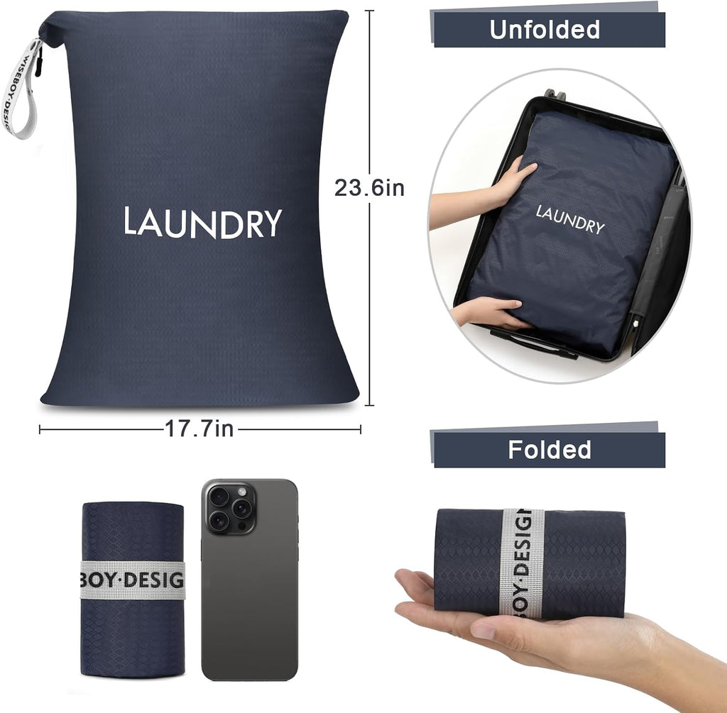 WiseBoy 2 Pack Travel Laundry Bags for Dirty Clothes, Laundry Bag, Zippered