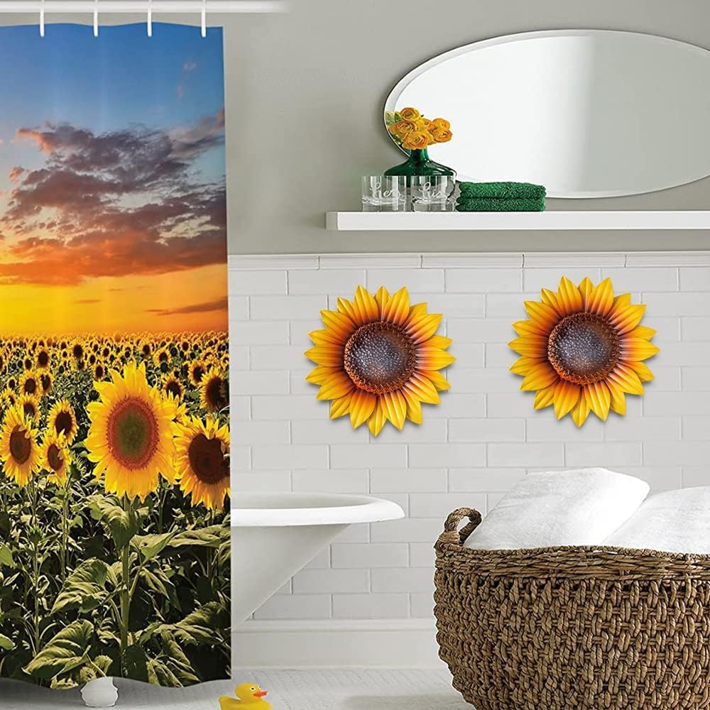 YEAHOME Sunflower Wall Decor - 9'' Metal Flower Wall Art Decorations 3 PACK Spring Yard Garden Sunflower Decor Hanging for Kitchen, Bathroom, Bedroom, Set of 3 Handmade Gift for Home, Indoor, Outdoor
