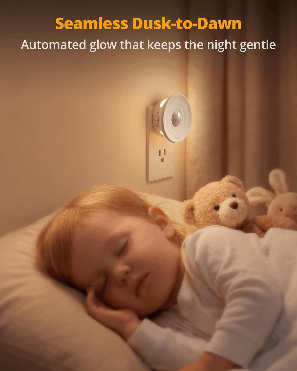 Lyridz Plug-in LED Night Light with Motion & Dusk-to-Dawn Sensor, 2-Pack