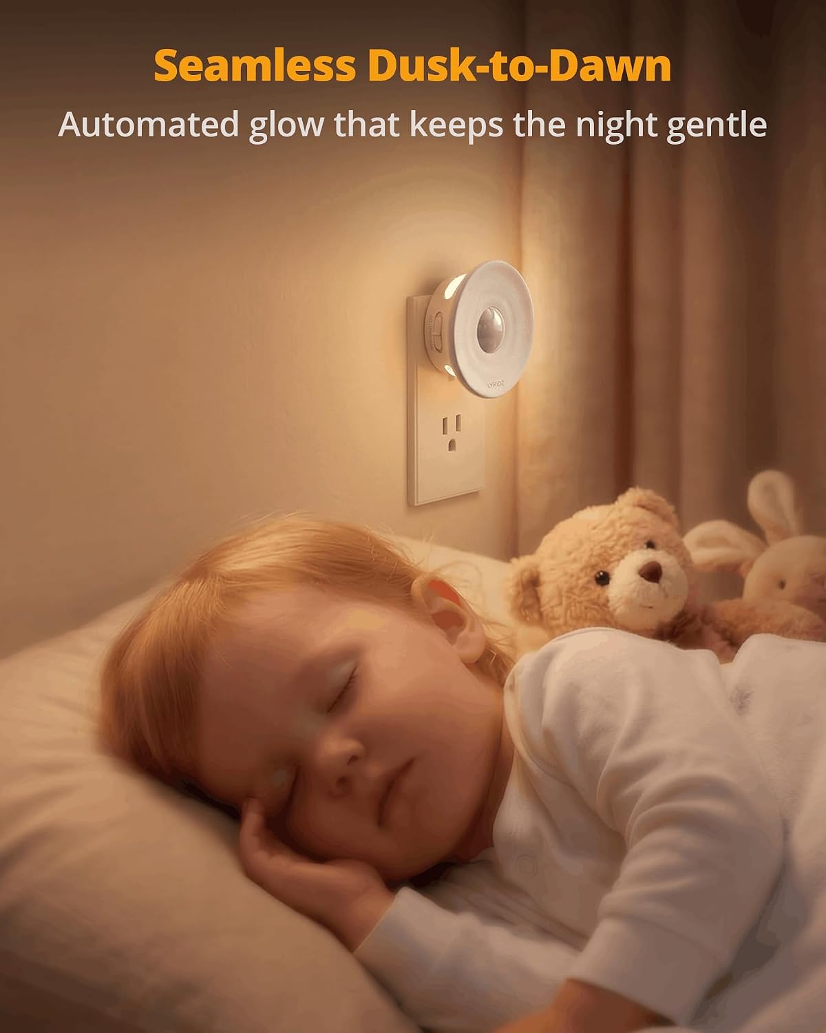 Lyridz Plug-in LED Night Light with Motion & Dusk-to-Dawn Sensor, 2-Pack