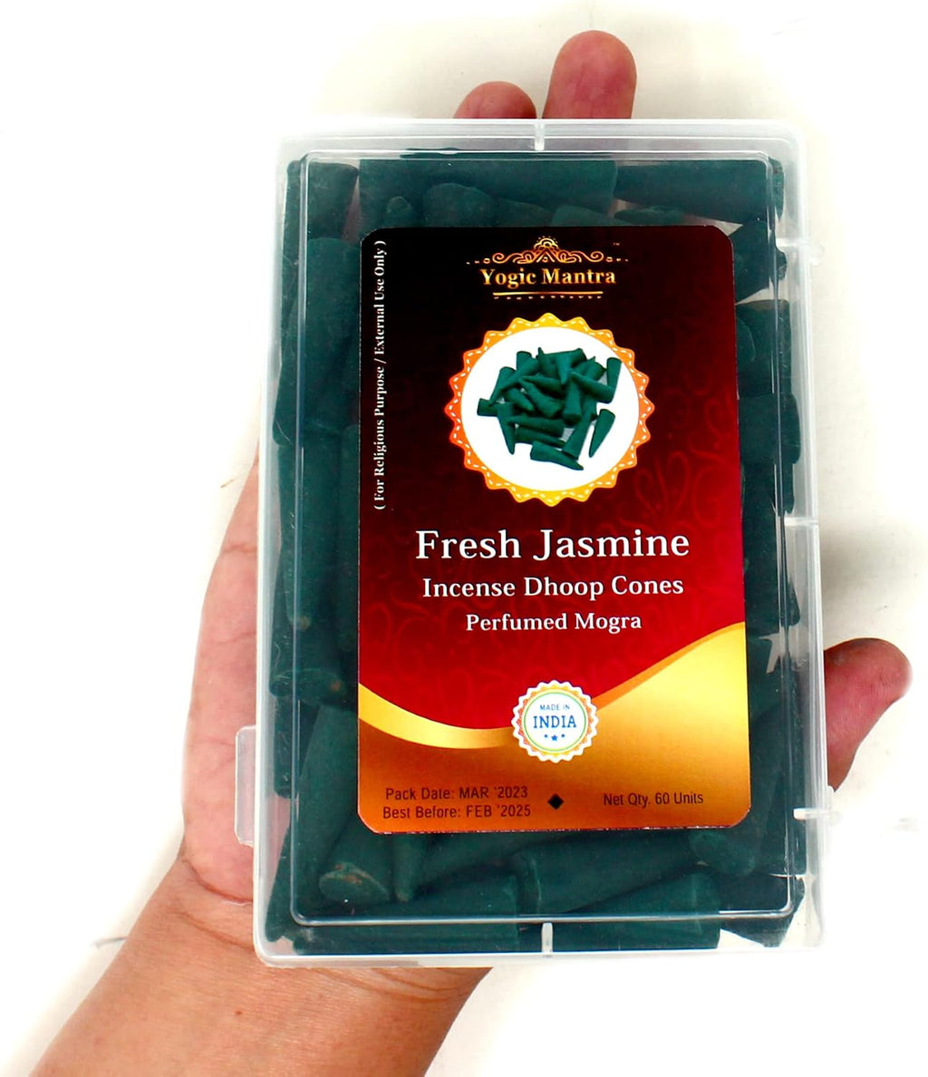 Jasmine Dhoop Incense Cones | 60 Pcs | 1.5" | Meditative Aromatic Fragrance