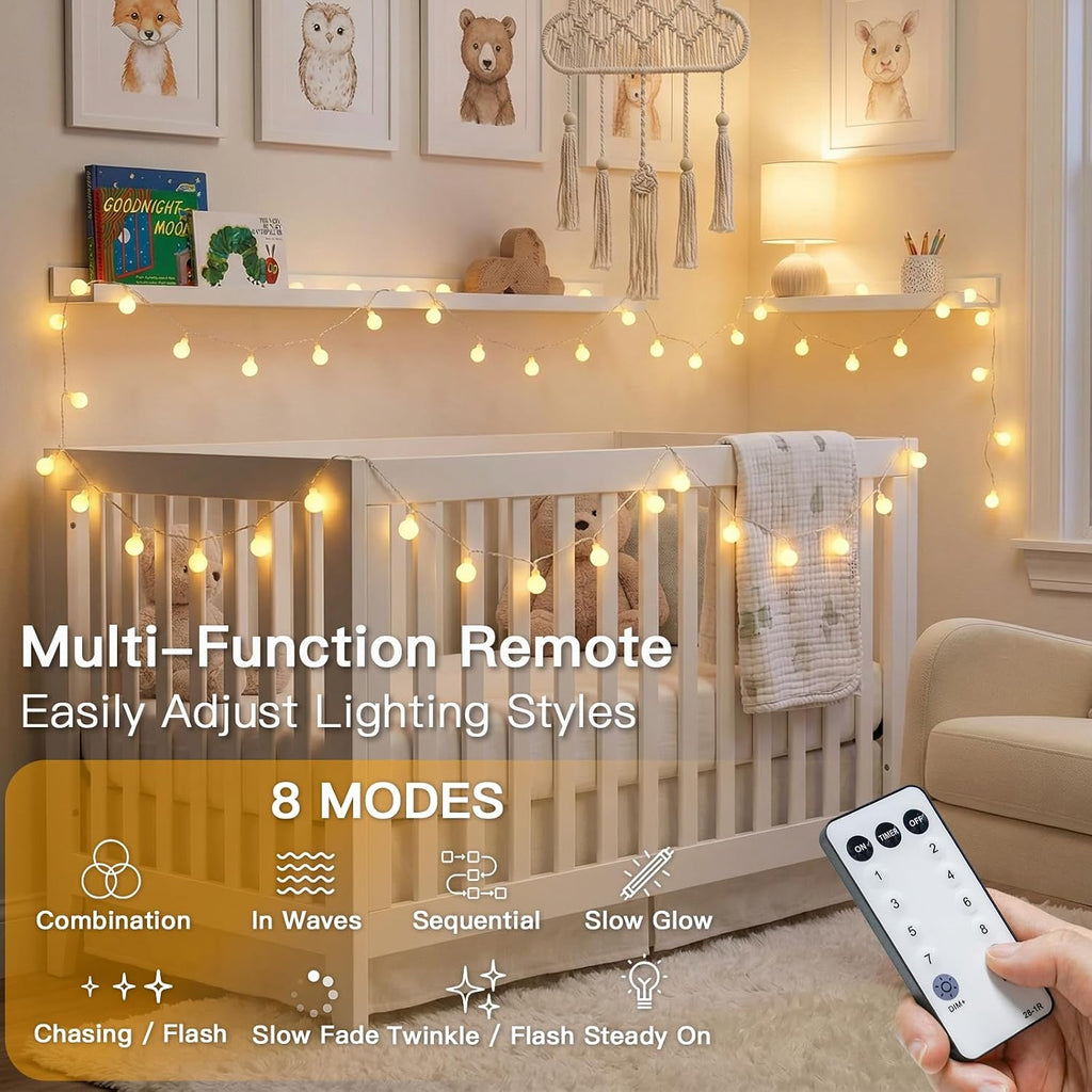 suddus Globe String Lights Indoor, 43 FT 100 Led Fairy Lights Plug in
