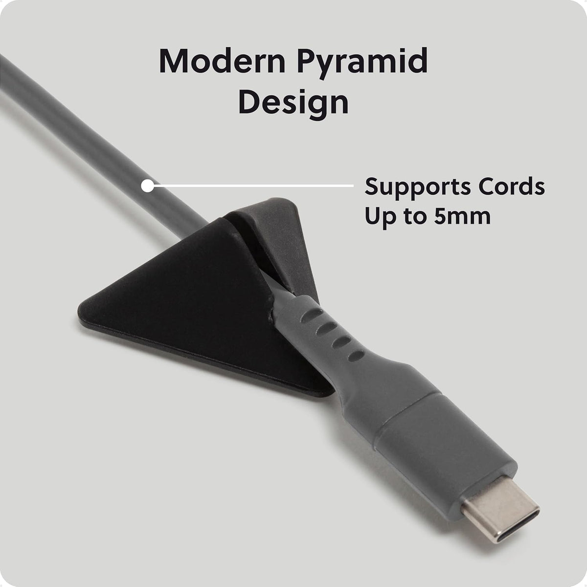 U Brands Pyramid Cord Organizers, Set of 12 Cable Clips, Black