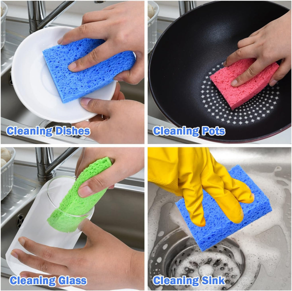 YoleShy 48 Pack Dish Sponges Kitchen Natural Compressed Cellulose Sponges