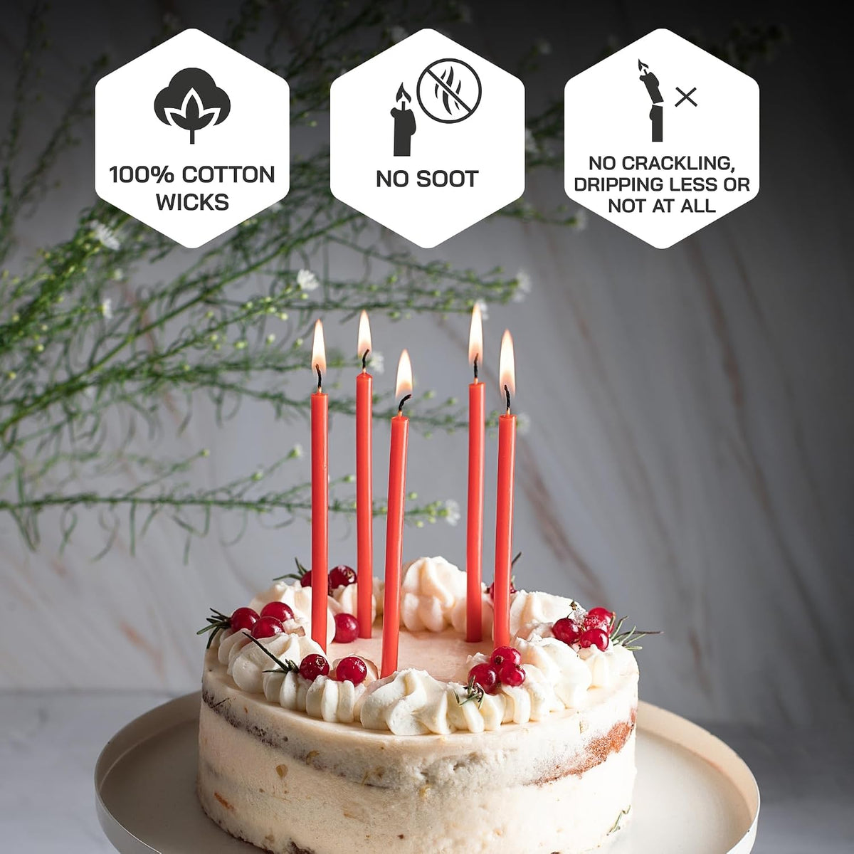 Danilovo Thin Taper Beeswax Candles - No-Drip, Smoke-Less, Tall, Decorative, Honey Scented Candles Ideal for Church Prayer, Rituals, Decor or Birthday – 6.3”x0.2” (Red, 100pcs)