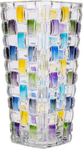 Magcolor Hand Painted Blue Woven Glass Vase -Crystal Flower Vase- 7.7 inch, Glass Plant Vase for Floral Arrangements, Centerpieces, Weddings, Housewarming, Centerpiece Home Deco.