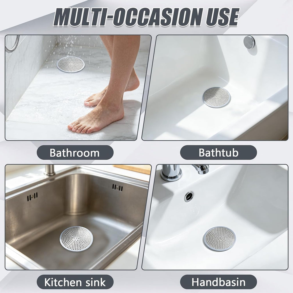 Stainless Steel Shower Drain Hair Catcher/Strainer/Silicone Edges