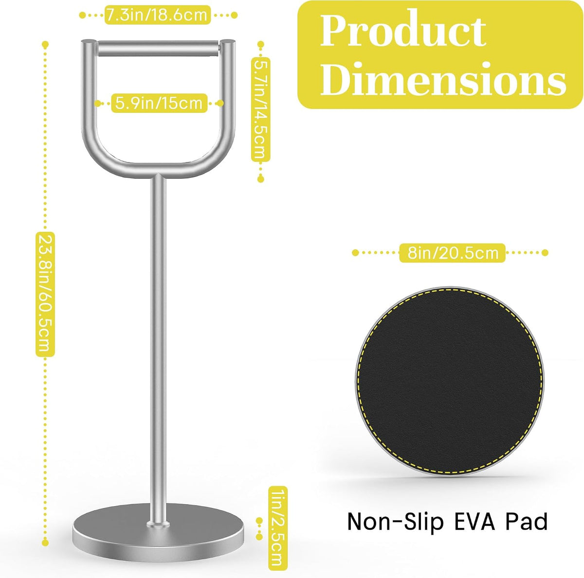 Stainless Steel Freestanding Toilet Paper Holder with 3 lb Base