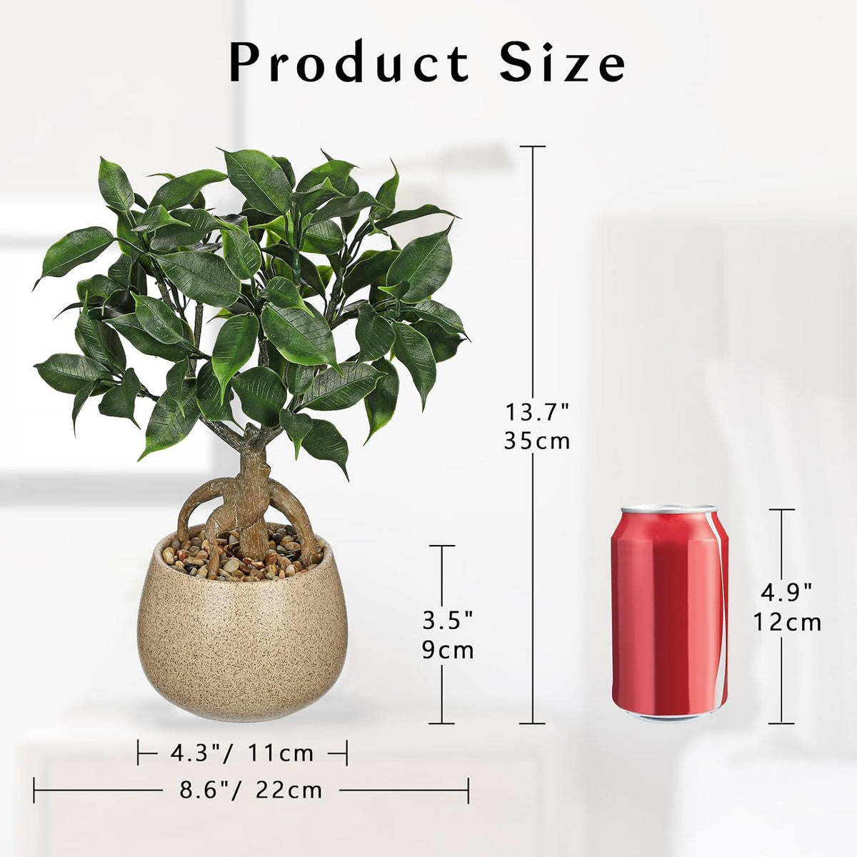 Artificial Bonsai Tree Fake Small Ficus Plant with Ceramic Pot Indoor Plant