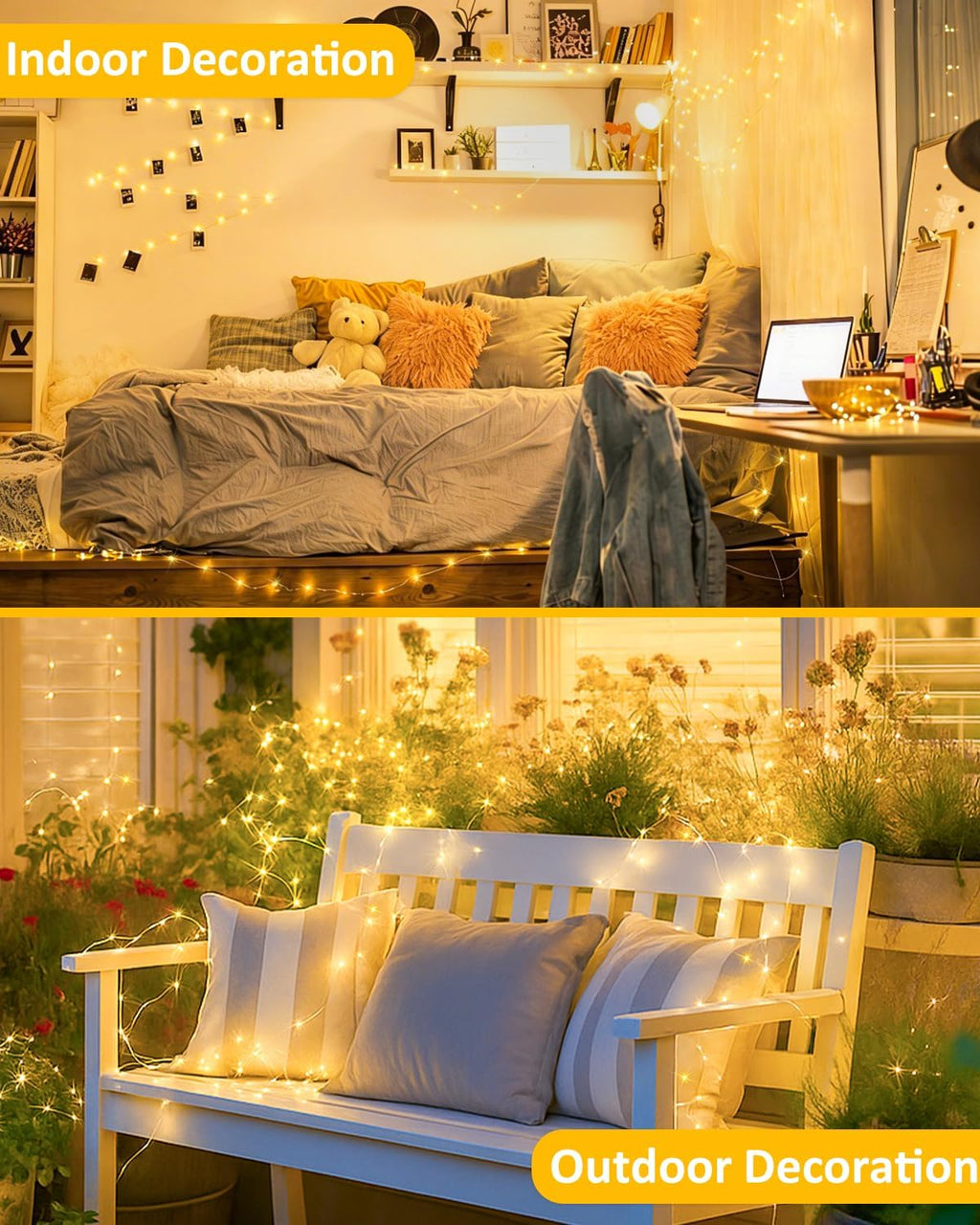 4 Pack 60 LED Fairy Lights Battery Operated with Remote, 20 FT Warm White