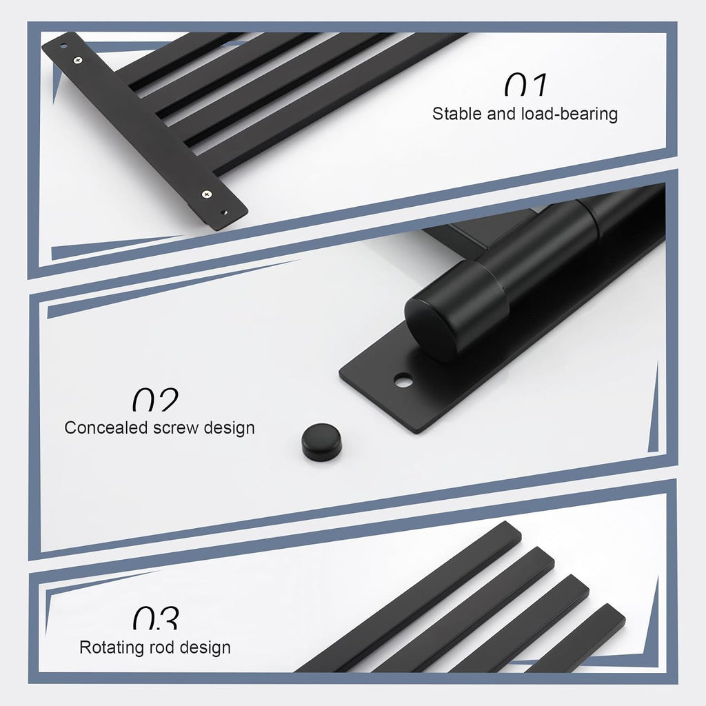 KOKOSIRI Bathroom Towel Bars Swivel Towel Rails Matte Black Swing Out Hand Towel Holder 4-Arm for Bath Kitchen Wall Stainless Steel B5007BK-A4