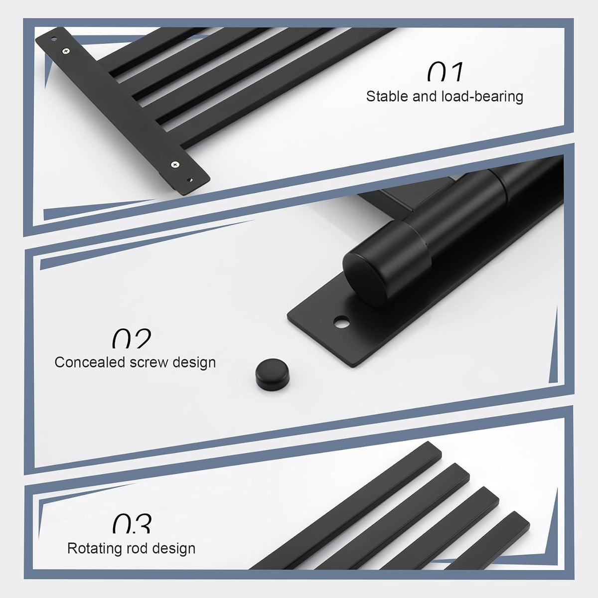 KOKOSIRI Bathroom Towel Bars Swivel Towel Rails Matte Black Swing Out Hand Towel Holder 4-Arm for Bath Kitchen Wall Stainless Steel B5007BK-A4