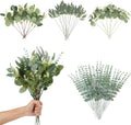 Coreland 120 Pcs 4 Kinds Mixed Eucalyptus Leaves Stems Bulk Artificial Silver Dollar Leaves Picks Dried Eucalyptus Bundle Faux Spray for Wedding Vase Bouquet Floral Arrangement