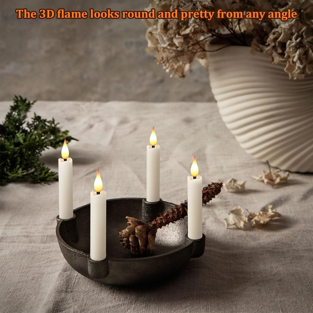 IMAGE 3.8 Inch Flameless Taper Candles with Remote, 12 Pack Battery Operated Clip On Candles for Christmas Tree, Warm White LED Candles with 3D Flickering Wick and Timer