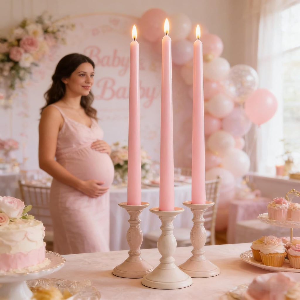 Baby Pink Elegant Taper Candles for Romantic Home Décor and Events