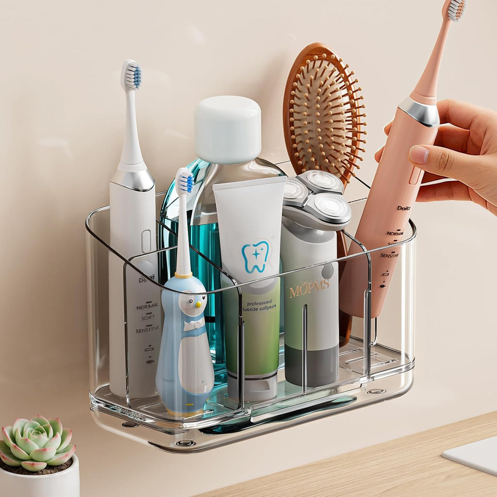 MOPMS Toothbrush Holders for Bathrooms with 5 Slots Adjustable Dividers