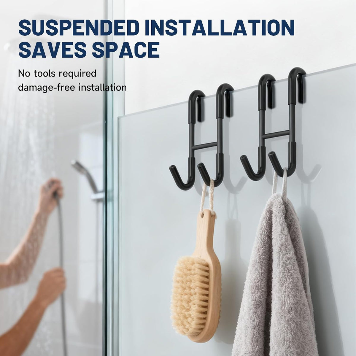 BWE 2 Pack Shower Door Hooks,304 Stainless Steel Over Door Hooks