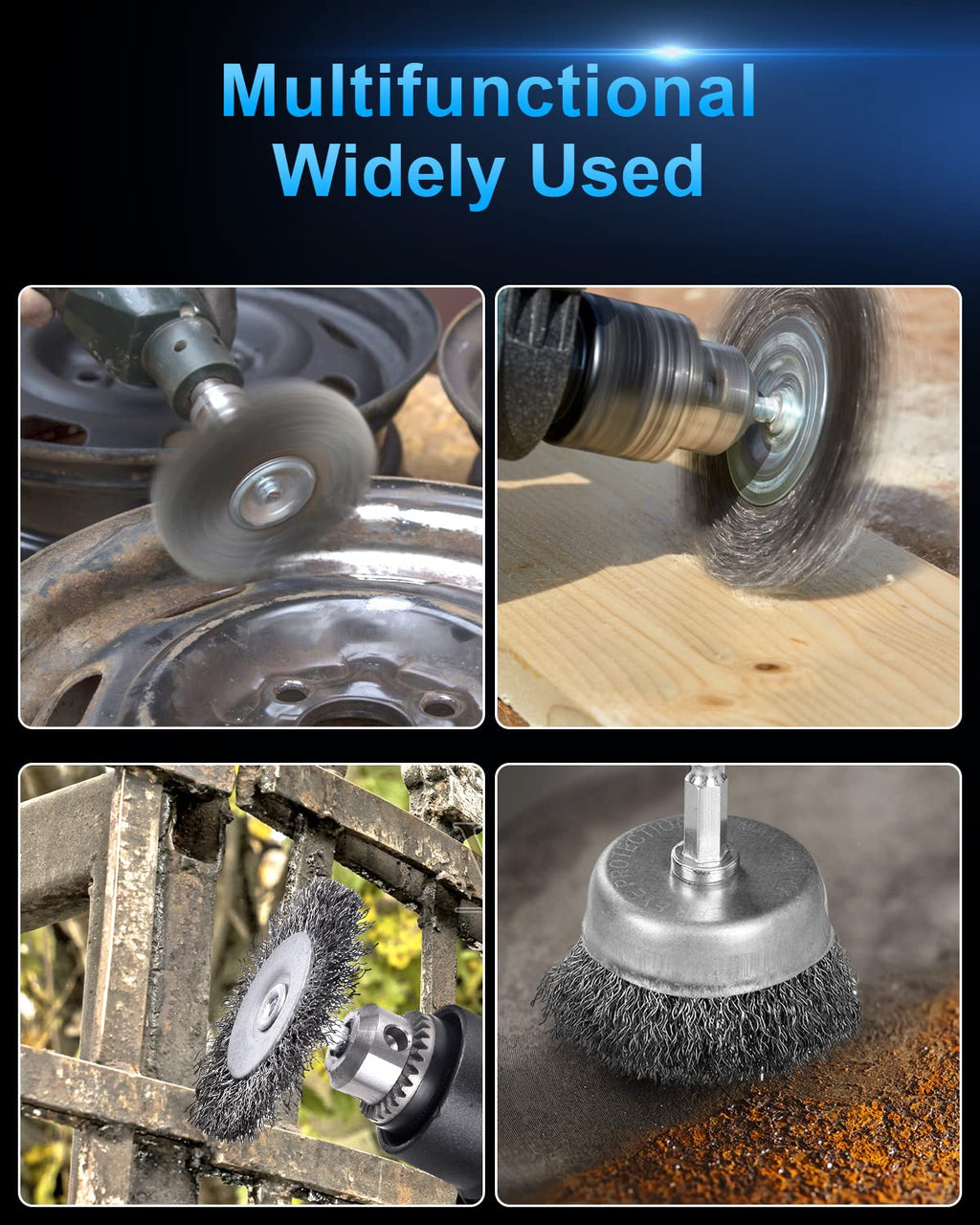 15 Pack Carbon Steel Wire Wheel Brush, Rocaris Cup Brush, Pen Brush Set