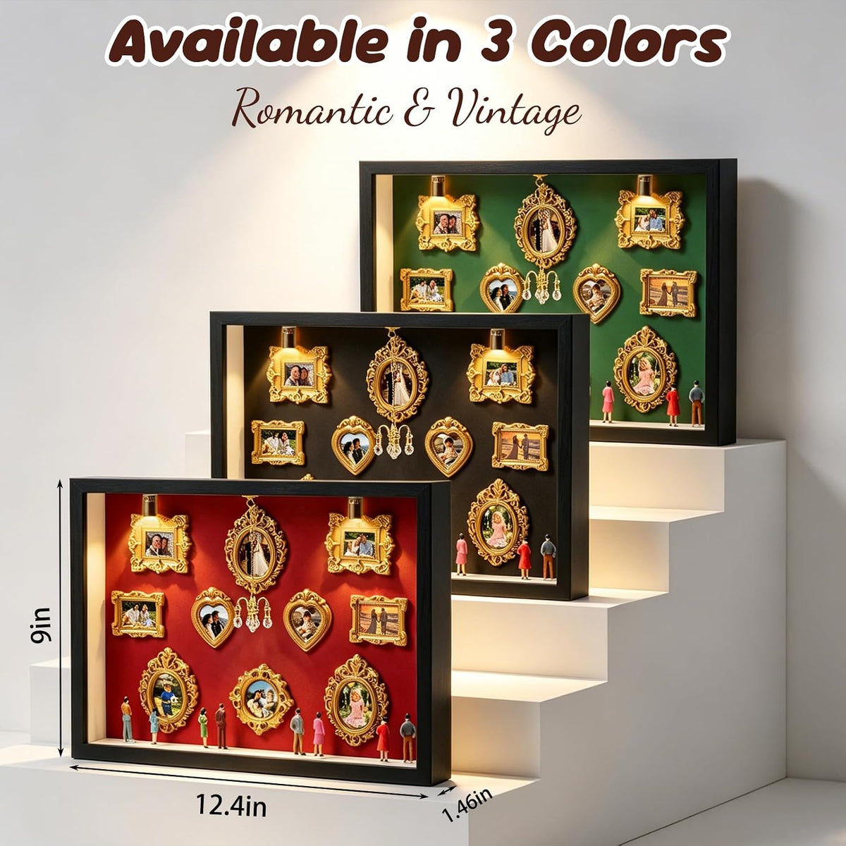 DIY Mini Museum Silhouette Box, Shadow Box Frame Kit, Red