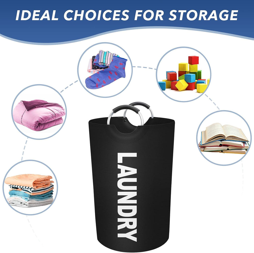 90L Laundry Basket, Waterproof Collapsible Laundry Hamper, Black