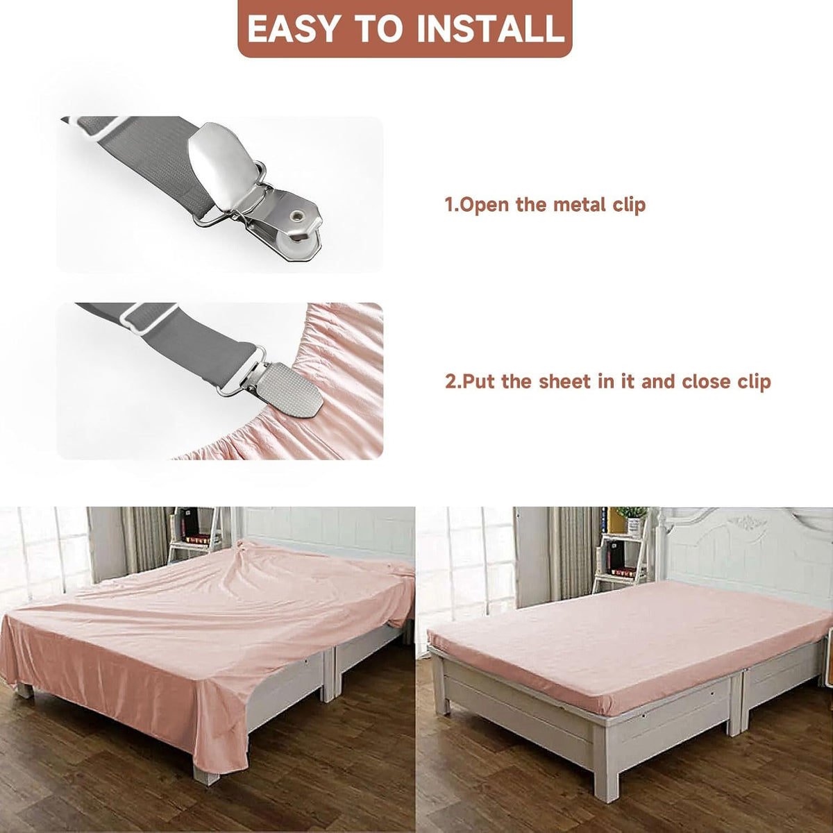 Fitted Bed Sheet Holders for Corners, Pack of 4 Bed Sheet Straps