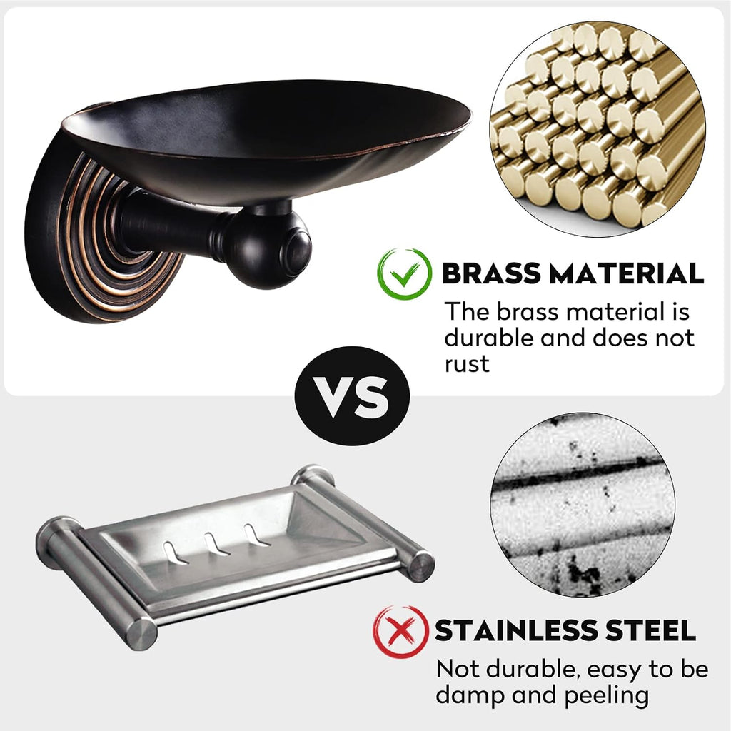 Leyden Bronze Soap Dish, Oil Rubbed Bronze Soap Holder Wall Mount Soap Basket Soap Tray Bathroom Organizer Drilling with Screws