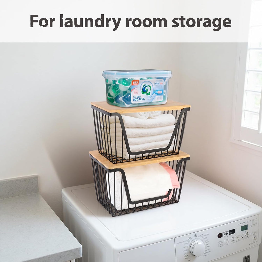 2 PACK Pantry Organizers and Storage, Stackable Onion Potato Bins