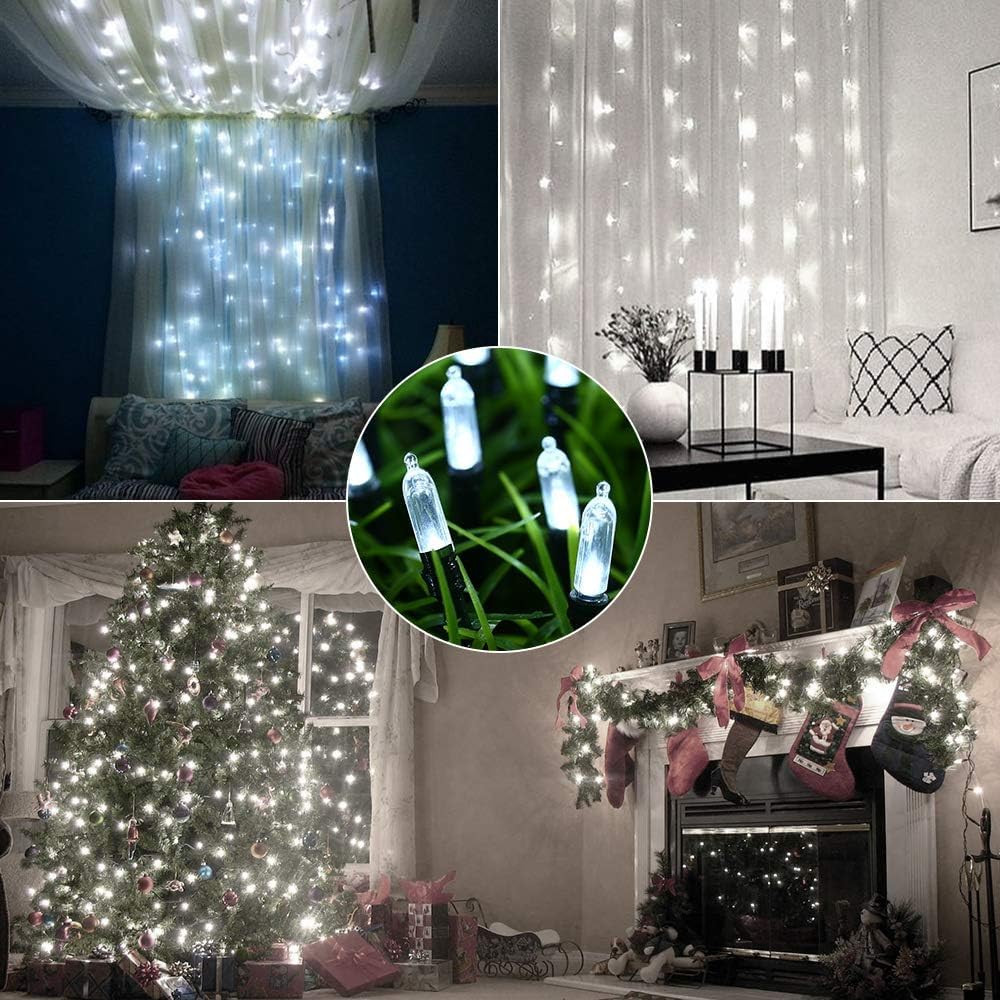 LYHOPE Battery Christmas Lights, 2Pack Total 66ft 200 LED Christmas Lights Waterproof 8 Modes Battery Operated String Light for Outdoor & Indoor, Xmas Tree, Wreaths, Holiday Decoration (Cool White)