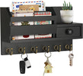 VIS'V Key Holder Wall Mount, Wooden Mail and Key Organizer, Black