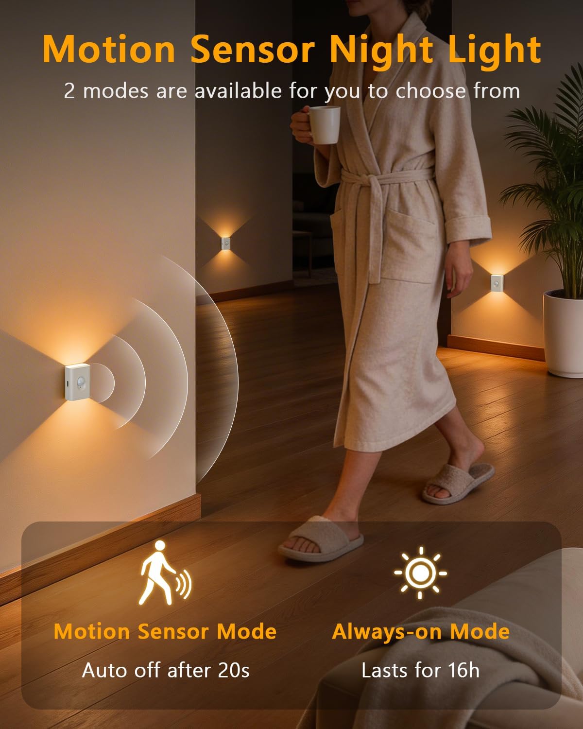 WILLED Rechargeable Motion Sensor Night Lights for Stairs, 10 Pack Wireless Magnetic Stick-On Battery Lights for Hallway, Bedroom, Closet, Kitchen