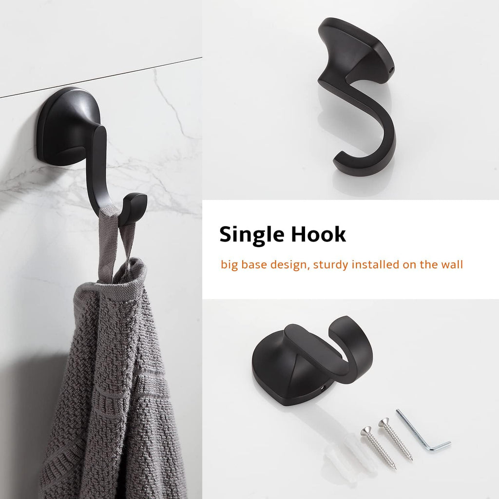 BGL Bathroom Hardware Set Matte Black Adjustable Expandable Towel Bar 4-Piece Bathroom Accessory Set Wall Mounted Robe Hook Toilet Paper Holder Towel Ring Towel Bar