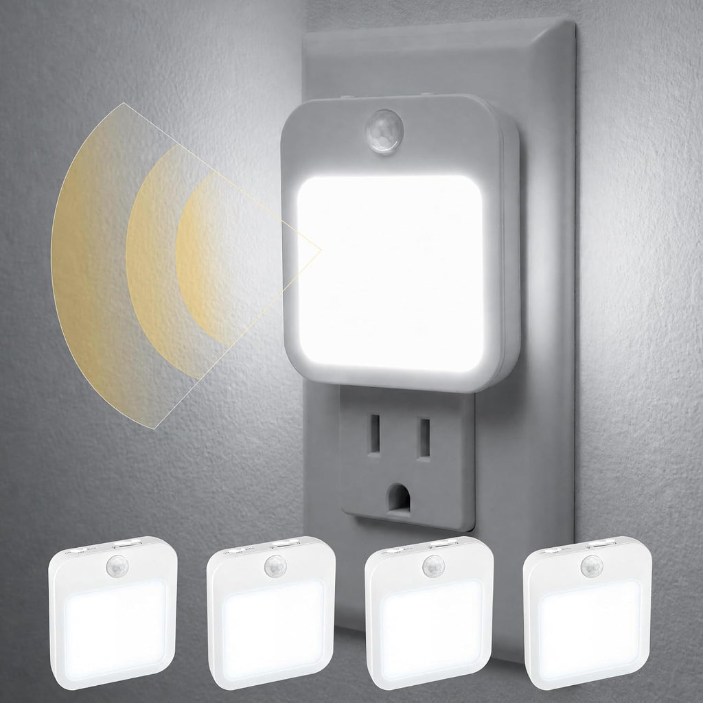 Plug-in LED Night Light with Automatic Motion Sensor, Cool White, 4-Pack