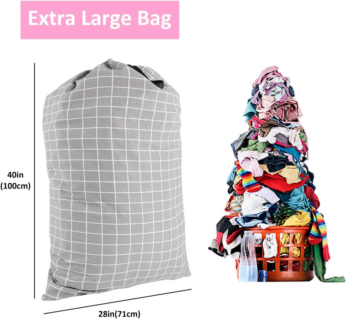 SWISSELITE Heavy Duty Laundry Bag, Large Travel Dirty Clothes Bag